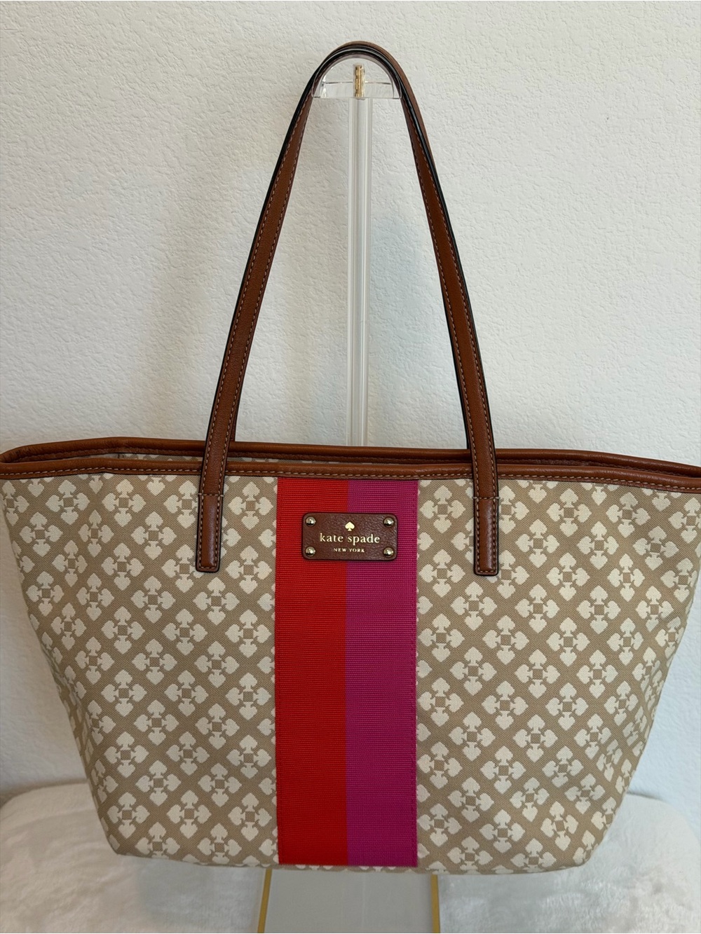 Kate Spade Everything Tote (Red/Pink Colorblock Stripe)